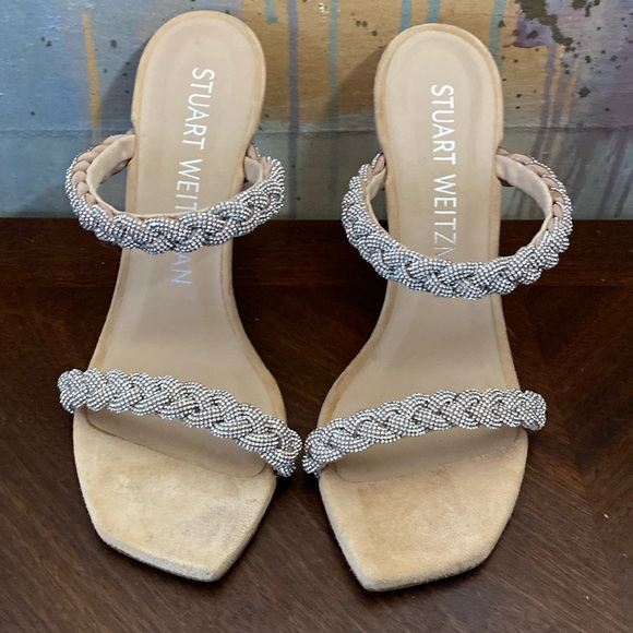 Stuart Weitzman Addison Aleena 100 Braided Crystal Strapping Stiletto Womens 8.5 - Picture 1 of 8